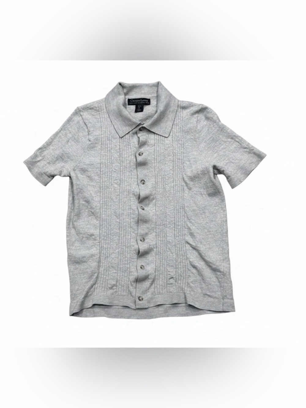 Christian Lacroix 100% Extrafine Merino Wool Knit Polo Shirt Gray Men’s Large